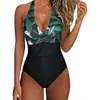 Comercio Exterior Europeo y Americano Transfronterizo Bikini Ajustado Traje de Baño de una Pieza para Mujer Espalda Descubierta Sexy de Tirantes Bloque de Color Traje de Baño Amazon para Mujer