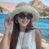 Chapéu de Palha com Renda Floral Fresco e Simples para Mulheres, Viagem ao Ar Livre no Verão, Férias na Praia, Chapéu de Sol Versátil Estilo Hepburn