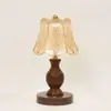 Luminária de mesa de vidro cor de nogueira vintage para drop-shipping, luminária de cabeceira retro americana para quarto, luz decorativa de ambiente para hall de entrada