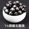 Pulseira de Obsidiana Natural Contas Soltas DIY Feito à Mão Pixiu Materiais para Miçangas Acessórios Obsidiana Negra Pedra Única Pedra com Brilho Prateado
