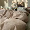 Conjunto de Roupa de Cama de Algodão Classe A Quatro Peças Xadrez Simples Algodão Puro Lençol Macio Capa de Edredom Três Peças para Dormitório