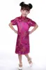 Cheongsam de Ameixa e Bambu Infantil de Verão 2001-3 Meninas Traje Tang Vestido de Princesa Estilo Étnico Menina Crianças Grandes Roupas de Performance Guzheng