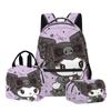 3D Nuevo Producto Impreso Sanrio kuromi kuromi Estudiante Mochila Escolar Bolso para el Almuerzo Estuche para Lápices Set de Tres Piezas