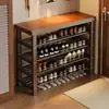 Zapatero de madera simple para uso doméstico, colocado en la entrada, con estantes de almacenamiento multicapa tallados, estante de almacenamiento para recibidor, zapatero