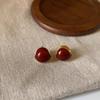 Pendientes de botón de frijol enamorado estilo TikTok para mujer, pendientes elegantes estilo retro de Hong Kong, pendientes redondos simples de hebilla para oreja de frijol rojo, venta al por mayor