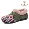 Botas de mujer estilo western de lana de camello, botas de algodón afelpadas y engrosadas, botas de nieve de estilo étnico talla grande, botines cálidos y cómodos para mujer