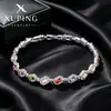 Pulsera Xuping con incrustaciones de gemas artificiales, diseño cuadrado geométrico tipo terrón de azúcar, serie de gemas coloridas, lujo ligero, joyería estilo coreano al por mayor