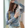2353 # Design de Camiseta de Tela Estampada Tie-Dye Retrô Nicho Chique Único Doce Chique Top