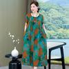 Vestido de verano de algodón y seda para mujeres de mediana edad y mayores, camisón holgado de manga corta para el hogar, talla grande, para uso exterior