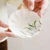 Porta-copos de Cerâmica com Pétalas de Flor Íris Branca e Roxa, Acessórios para Conjunto de Chá Doméstico, Porta-copos Exquisitos, Tapetes Pessoais para Chá, Suportes para Bule