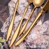 Juego de Cubiertos Occidentales de Acero Inoxidable 304, Cuchillo, Tenedor, Cuchara, Cucharilla de Té, Juego de Cuatro Piezas, Vajilla Estilo Occidental, Estilo Nórdico, Mango Largo, Uso Doméstico