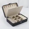 Caixa de armazenamento de joias portátil para viagem caixa de armazenamento de anel de colar brincos caixa de joias de camada dupla caixa de joias de couro em estoque