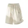 Pantalones cortos casuales de imitación lino colorblock bordados estilo japonés verano nueva llegada caída transpirables holgados de moda marca pantalón de cinco puntos q