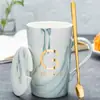 Taza Cerámica Taza con Tapa Cuchara Hogar Oficina Pareja Taza de Té Taza para Beber Taza de Café Puede Imprimir Logo Patrón