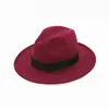 Chapéu de jazz estilo europeu e americano com fita preta, chapéu infantil de lã retrô britânica, grande, de enxofre, moda para casal, chapéu de feltro para outono e inverno