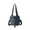 Bolsa jeans casual para mulheres, novo modelo de verão 2026, bolsa de mão fashion color-block, bolsa de ombro e transversal estilo balde elegante
