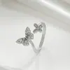 Anillo Abierto de Mariposa Dinámico de Gama Alta Versátil de Lujo de Nicho para Mujer, Anillo de Dedo Índice de Mariposa de Diseño de Moda Personalizado al por Mayor