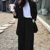 Traje de Pantalón de Pierna Ancha para Mujer 2025 Primavera y Otoño Moda Coreana Temperamento Estilo Británico Casual Callejera Profesional