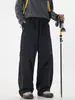 Calça de Trabalho Casual Funcional Resistente à Água para Homens, Calça de Caminhada Reta Solta para Primavera com Bolsos Divididos, Calça Softshell