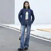 Toma real del mismo estilo en stock, con un diseño único, nueva camisa suave de manga larga en azul, otros materiales de algodón