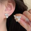 Aretes de Lazo de Circonita y Perla, Lindos Elegantes, Aretes de Diseño Nicho, Favorecedores, Aretes Pequeños de Moda de Alta Gama