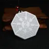 Pingente Taiji com oito trigramas de Jade Branco Pingente de jade branco natural Pingente de colar de jade Pingente de jade Marca de jade