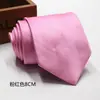 Gravata de negócios de cor sólida de 8 cm, fio de poliéster, jacquard de seta, gravata de linha fina, atacado direto da fábrica