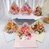 Tarjeta de felicitación estéreo con flores sorpresa, forma de sobre, bendición universal, tarjeta creativa 3D de Acción de Gracias, tarjeta universal DIY