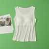 32 Pines 100 Seda Sujetador Ropa Interior Una Pieza Cuello Redondo Sin Mangas Chaleco Superior Camiseta Base de Seda de Morera para Mujer Verano Delgado