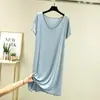 Nuevo vestido fino de modal con volantes y cuello en V para mujer en verano, vestido largo holgado de talla grande para casa, camiseta pijama