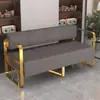 Sillón de espera para peluquería, salón de belleza, tienda de ropa, zona de descanso, sofá de acero inoxidable chapado en oro, zona de espera, silla larga
