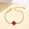 Amazon más vendido pulsera de acero de titanio trébol de cuatro hojas de la suerte pulsera dorada no se decolora joyería de mano fabricante de pulseras venta al por mayor de joyería