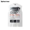 Chaleco Retro Lavable Estilo Americano de Dibujos Animados Antiguos Verano Moda de Marca Urbana Suelto Combinable Camiseta sin Mangas