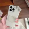 Estojo Prata Glitter Diamante Laço Gatinho para iPhone 17 Pro Max, Apple 16P, 14 Novo Modelo, 13, 15