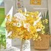 Ramo de Flores Secas Hojas de Eucalipto Rosa Eterna Flor Real Hortensia Hierba de Cristal Decoración del Hogar Adorno para Dormitorio Gypsophila