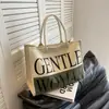 Bolsa Tote Sacola Tridimensional, Sacola de Ombro para o Dia a Dia de Grande Capacidade, Bolsa Personalizada de Lona, Bolsa de Ombro de Poliéster com Serigrafia de Letras