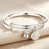 Pulsera de campana con carácter Fu plateada gruesa chapada en cuproníquel de alta calidad artículo popular para transmisión en vivo regalo de cumpleaños festival para novia