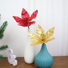 Pequenas flores de simulação de Natal transfronteiriças, decoração de festa de Natal, adereços de tiro, pano brilhante, flores de simulação em relevo, flores falsas