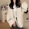 Abrigo-suéter casual chic estilo coreano con estampado de corteza para mujer, moda 2025 otoño e invierno, cárdigan holgado, top de punto