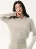 ¡Minimalismo de dinero viejo! Cárdigan de punto de cachemira para mujer con cuello alto, corte holgado, efecto adelgazante y una sensación lujosa, suave y acogedora
