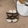 Valor Yan por las nubes ~ Pantuflas Gruesas de Lana de Cordero para Mujer Otoño e Invierno Para Usar Afuera de Piel Enteras Pantuflas de Tío