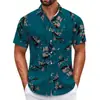 Camisa Havaiana Transfronteiriça Peça Única Masculina Praia Tamanho Grande Casual Estampada em 3D Manga Curta Camisa de Férias à Beira-Mar Tendência