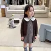Roupas Infantis Pera Zheshou Vestido para Meninas Estilo Inverno Estilo Escolar Saia Plissada Infantil Algodão Puro Classe A Gola Boneca Saia de Bebê