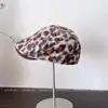 Gorra de béisbol vintage con estampado de leopardo para mujer, gorra de béisbol de felpa para otoño/invierno, boina reversible de moda