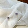 Aretes Cuadrados de Amatista Natural de Plata Esterlina S925 para Mujer Pequeños y Sencillos con Sentido de Alta Gama Accesorios para Orejas Exquisitos de Lujo Ligero