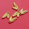 Estilo Chinês Bambu Três Vias Folha de Bambu Ascendente Retro Fivela de Roupa Liga Metálica Meio Pulseira diy Joia Pingente