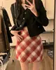 Falda Midi de Lana Talla Grande Ligeramente Gordita MM Otoño Invierno Falda Corta Retro para Mujer Cintura Alta Falda Bodycon de Línea A Tipo Pera