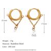 Brincos de borla criativos de personalidade temperamento europeu e americano, aço inoxidável banhado a ouro 18K, pingente de zircônia branca simples, fivela de orelha para mulheres
