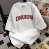 Camiseta de Manga Corta con Estampado de Letras de Marca de Moda Estilo Pareja Casual Holgada Versátil Moda para Viajar Top de Cuello Redondo