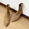 Botas de Camurça Super Emagrecedoras 2026 Outono Novidade Bico Fino Slim para Mulheres, Botas Elásticas que Aumentam a Altura, Botas Curtas, Botas Meia, Botas Solas para Outono